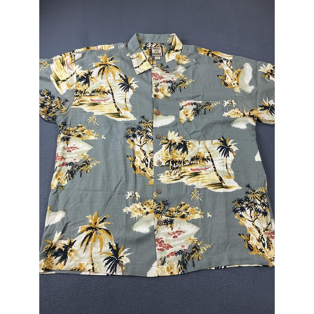 Tommy Bahama Shirt Mens XL Green Floral Silk Short Sleeve Button Up Relaxed